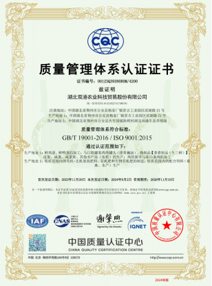 质量管理体系证书